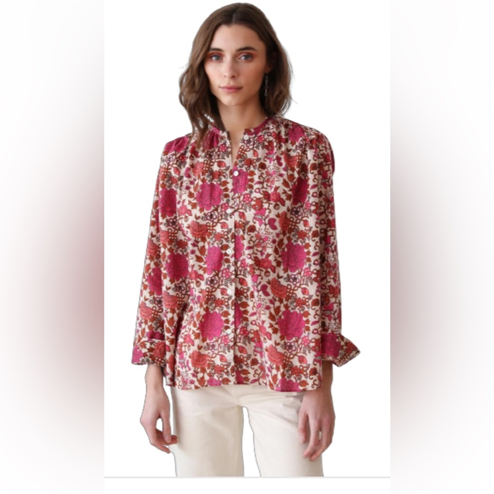 Mille Resort and Travel Women's Floral Top - Pink and Orange
